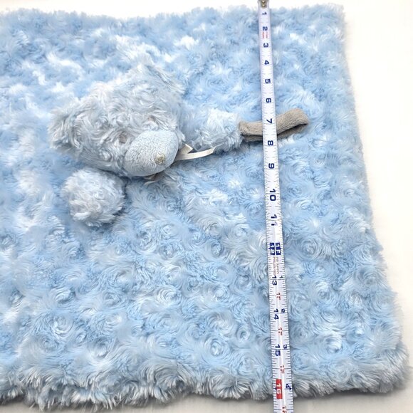 Blankets & Beyond Blue Bear Lovey Security Blanket Gray Eyes Nose Rosette Swirl - Picture 10 of 10